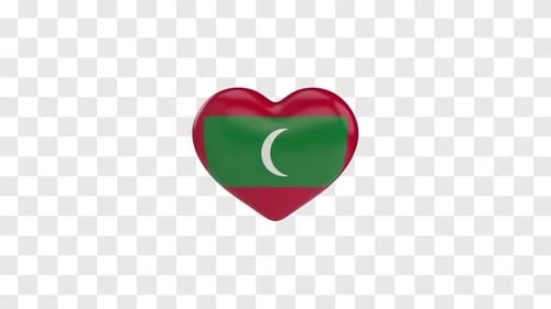 Shiny Maldives Flag Heart 3D Rotation Animation