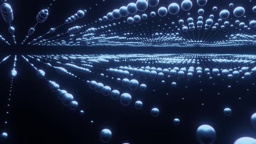 Futuristic Digital Grid of Blue Glowing Spheres Background