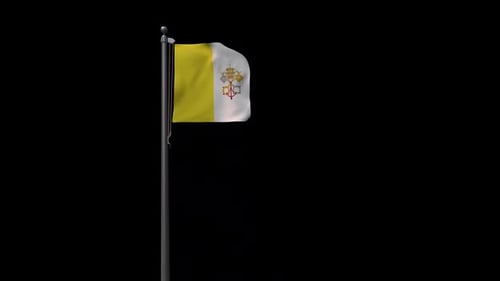 Realistic Waving Flag of Vatican City Seamless Loop