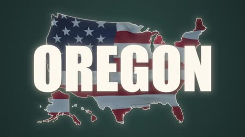 Glowing United States Map Reveal with Flag and Oregon Text