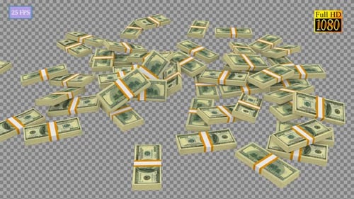 Falling 3D Dollar Bill Stacks Animation