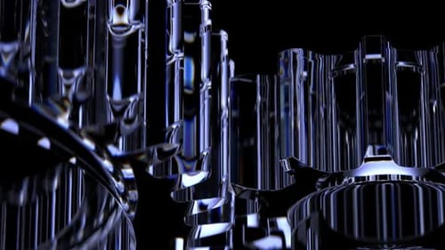 Futuristic Metallic Gears Rotate for Technology Background