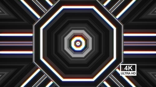 Neon Geometric Octagon Tunnel Loop Background
