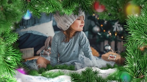 Festive Christmas Pine Frame and Snow Animation