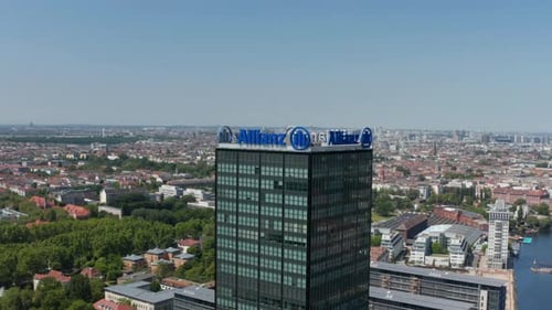 Orbiting Around Tall Modern Commercial Building