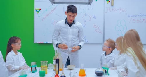 Science Lesson with Children in a Bright Classroom