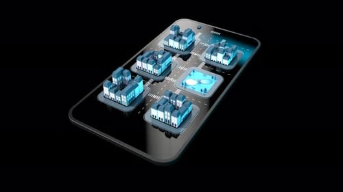 Animated City Map on Smartphone Display