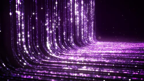 Abstract Shimmering Purple Particle Trails Motion Background