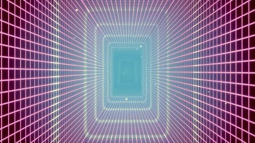Grid Tunnel Rectangle Light Retro 03 HD