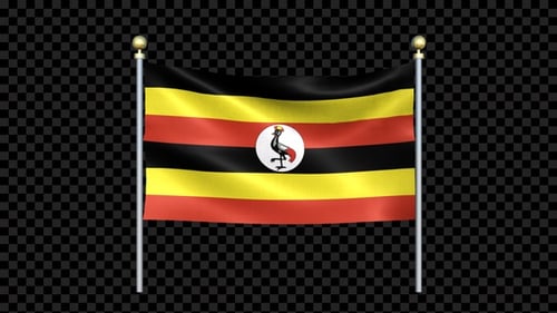 Waving Ugandan Flag Animation with Alpha Channel