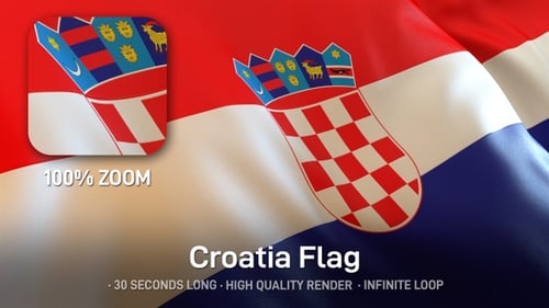 Waving Flag of Croatia Realistic Loopable Background Animation