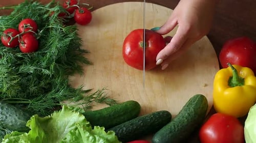 Fresh Vegetables and Tomato Slicing