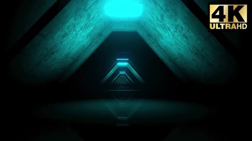 Futuristic Neon Tunnel Loop with Glowing Blue Lights