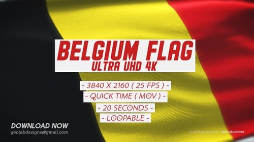 Realistic Waving Belgium Flag with Fabric Texture