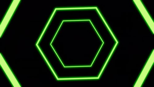 Neon Hexagon on Dark Backgroud