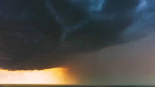 Aerial View Storm Cloudy Rainy Sky