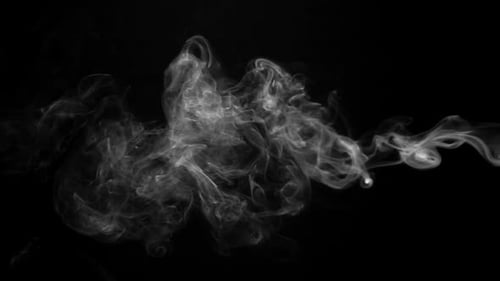 Wispy White Smoke Flowing on Black Background