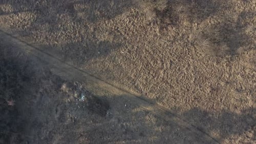 Above the rural path 4K aerial footage