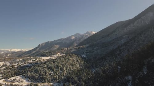 Winter Mountain Landscape Aerial View