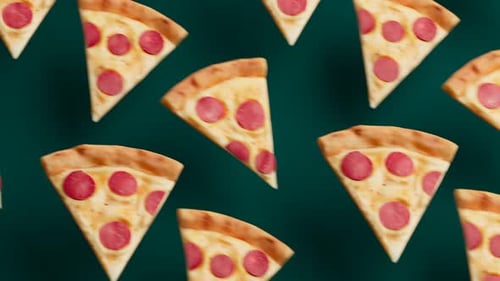 Animated Pepperoni Pizza Slices Falling Pattern