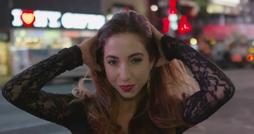 Pretty Woman Smiling on Times Square 25