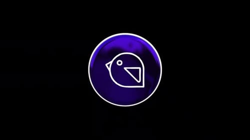 3D Rotating Bird Icon Animation with Glossy Purple Disc