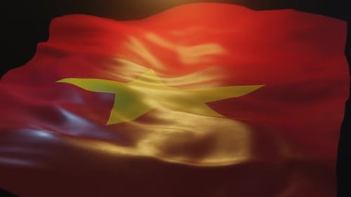 Realistic Seamless Loop Waving Flag of Vietnam Animation