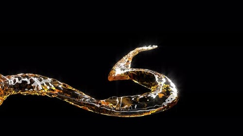 Alcohol Stream Jet Yellow Liquid Beer on Black Water Drop Falling Super Slow Motion 1000 Fps