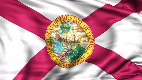 Seamless Loop of Florida State Flag Waving with Realistic Fabric