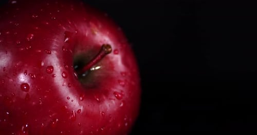 Close Up of Red Apple with Water Droplets
