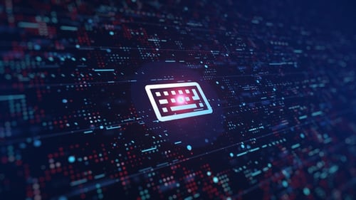 Digital Keyboard Icon on Abstract Futuristic Technology Background