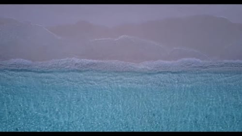 Aerial drone view nature of marine resort beach trip by blue green sea and white sand background of