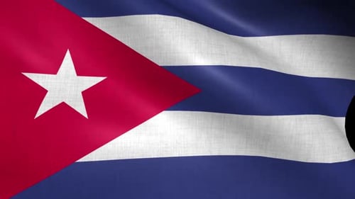 Waving Cuba Flag Loop Animation on Black Background