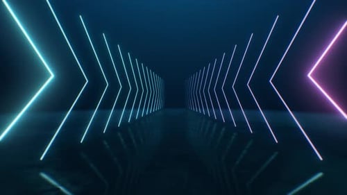 Loop Neon Arrows Going Into Perspective