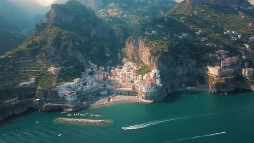 A Panoramic Shot of the Mountains and the Amalfi Coast, Aerial