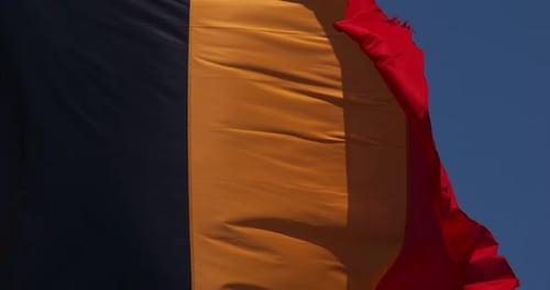 Belgian Flag Waving Dynamically in the Wind
