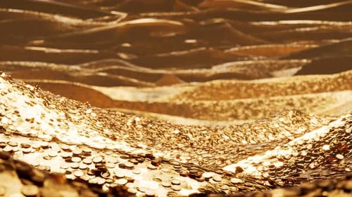 Une énorme quantité de pièces d'or. Les immenses montagnes d'or. Trésor ancien