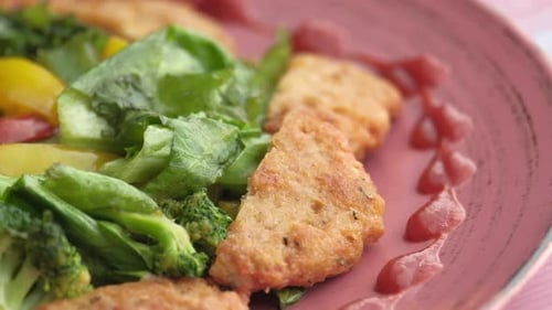 Delicious Meat and Salad Dish Close Up