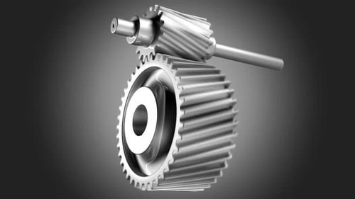 Metallic gears spinning around with alpha channel, useful for compositing. HD