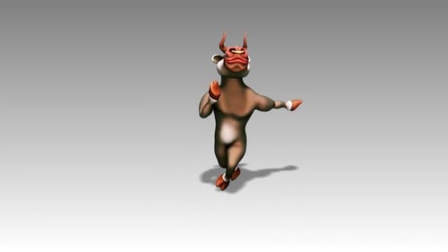 Animated 3D Bull Character Performing Various Movements