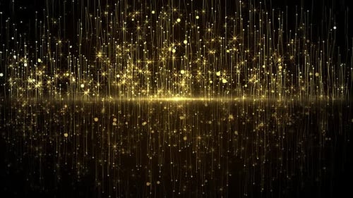 Golden Glittering Particles and Stars Festive Background