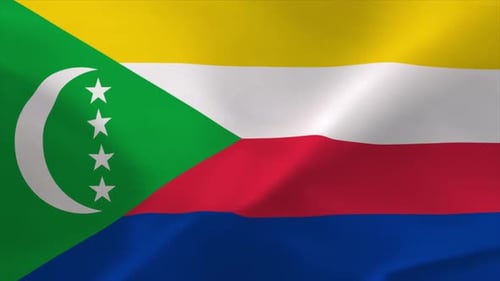 Realistic Comoros National Flag Waving Animation