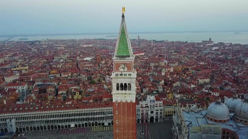 Venice Aerial View at Sunrise in Italy
