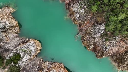 Mountain river texture Aerial View 4 K Alanya Turkey