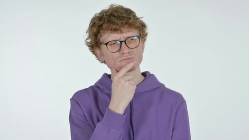 Man has an Idea with a Thinking Gesture