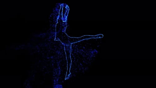 Futuristic Particle Dancing Man Digital Animation