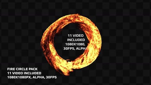 Pack de Logo Fire In A Circle - 12 Vidéo, 1080x1080, 30 images par seconde, canal Alpha