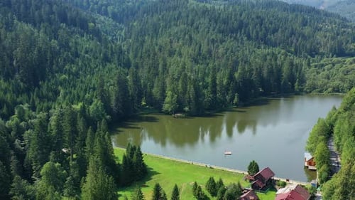 Aerial View Of Lake In Uhorna Village In Slovakia