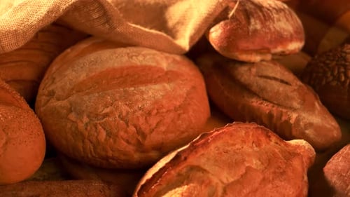 Assortment of Freshly Baked Rustic Bread Loaves