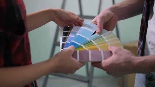 Adults Selecting Paint Colors for Home Renovation